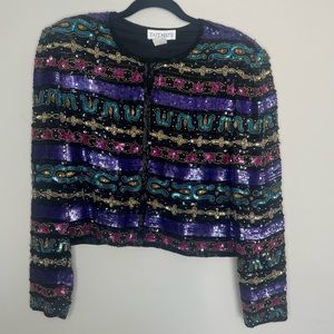 Vintage Tait Mate Multicolor Sequin 100% Silk Jacket